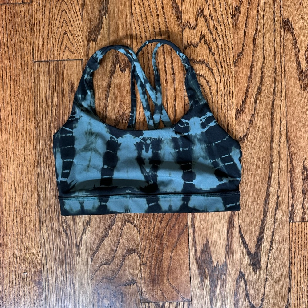 lululemon athletica Teal & Black Tie-Dye Strappy Sports Bra